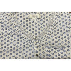 Eileen West‎ Nightgown Sz Small Knee Length Lace Detail Cotton Geometric Print